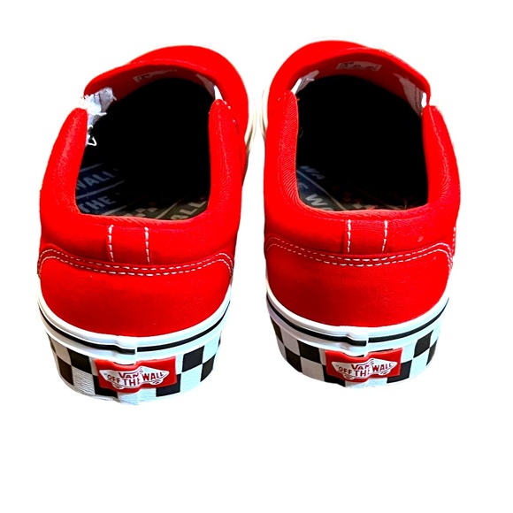 Men’s VANS Off The Wall Sneakers Slip Ons Red Checkered Size 8 - Picture 4 of 5